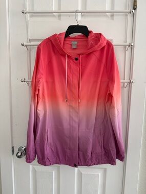 Chicos Zenergy UPF 50+ Hooded Windbreaker Jacket - Pink to Purple Ombre